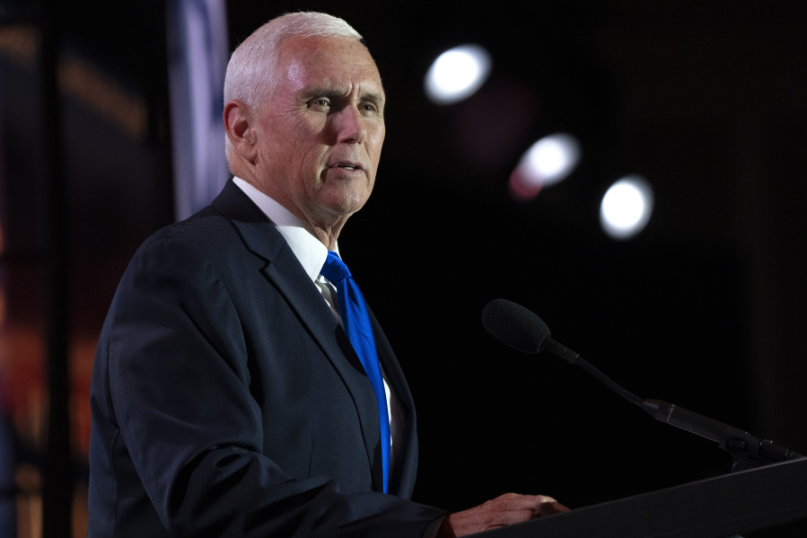 Republican presidential candidate former Vice President Mike Pence speaks at the Christians United For Israel (CUFI) "Night to Honor Israel," during the CUFI Summit 2023, Monday, July 17, 2023, in Arlington, Va., at the Crystal Gateway Marriott.