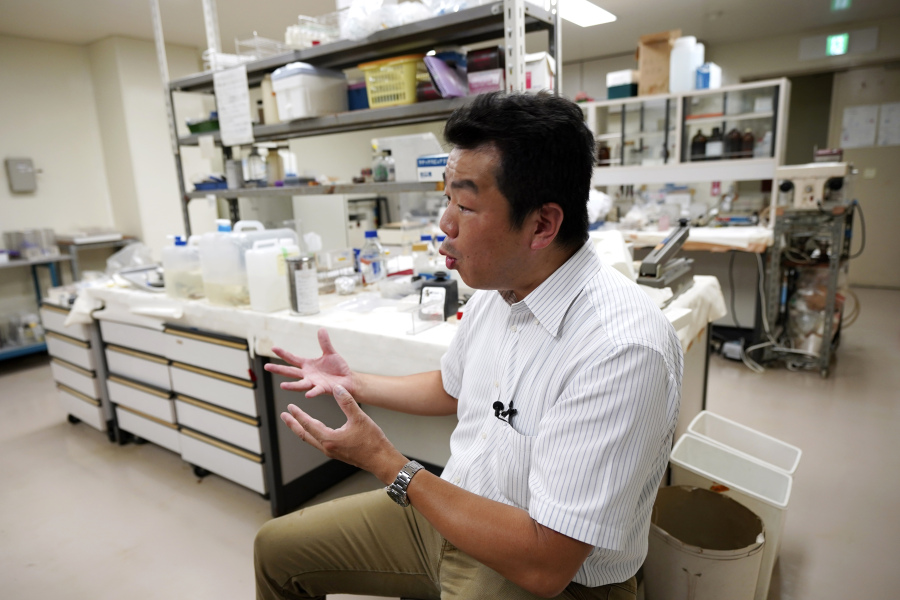 Katsumi Shozugawa, assistant professor at Graduate School of Arts and Sciences of the University of Tokyo, speaks during an interview with The Associated Press, Wednesday, July 19, 2023, in Tokyo.