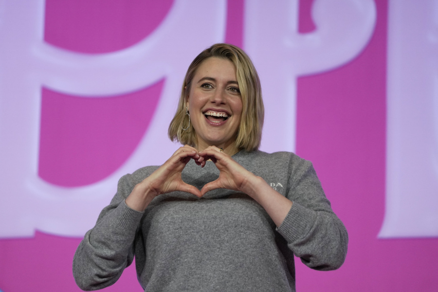Director Greta Gerwig poses for the media July 3 prior to a news conference of the movie "Barbie." in Seoul, South Korea (Lee Jin-man/Associated Press)
