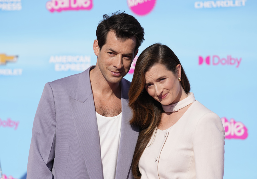 Mark Ronson, left, and Grace Gummer arrive at the premiere of "Barbie" on July 9 at The Shrine Auditorium in Los Angeles.