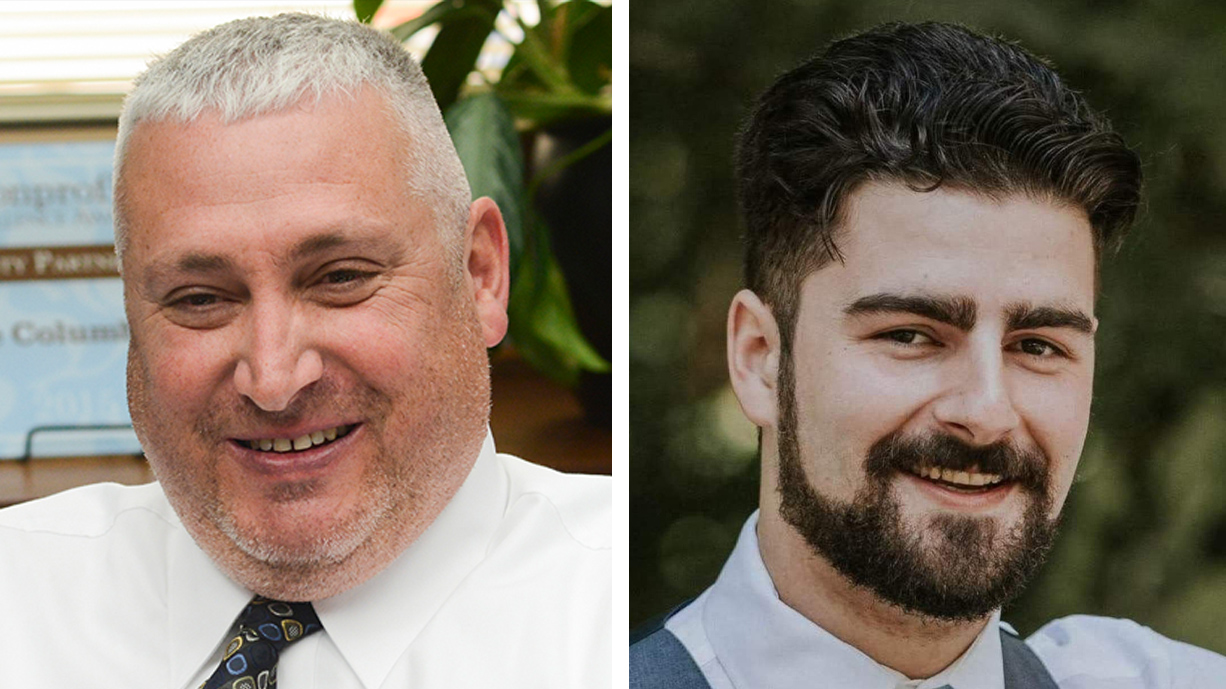 Shane Bowman, left, and Josh Vandergelder are running for Battle Ground City Council Position 2. CR Wiley, who also filed in the race, did not provide The Columbian a photo.