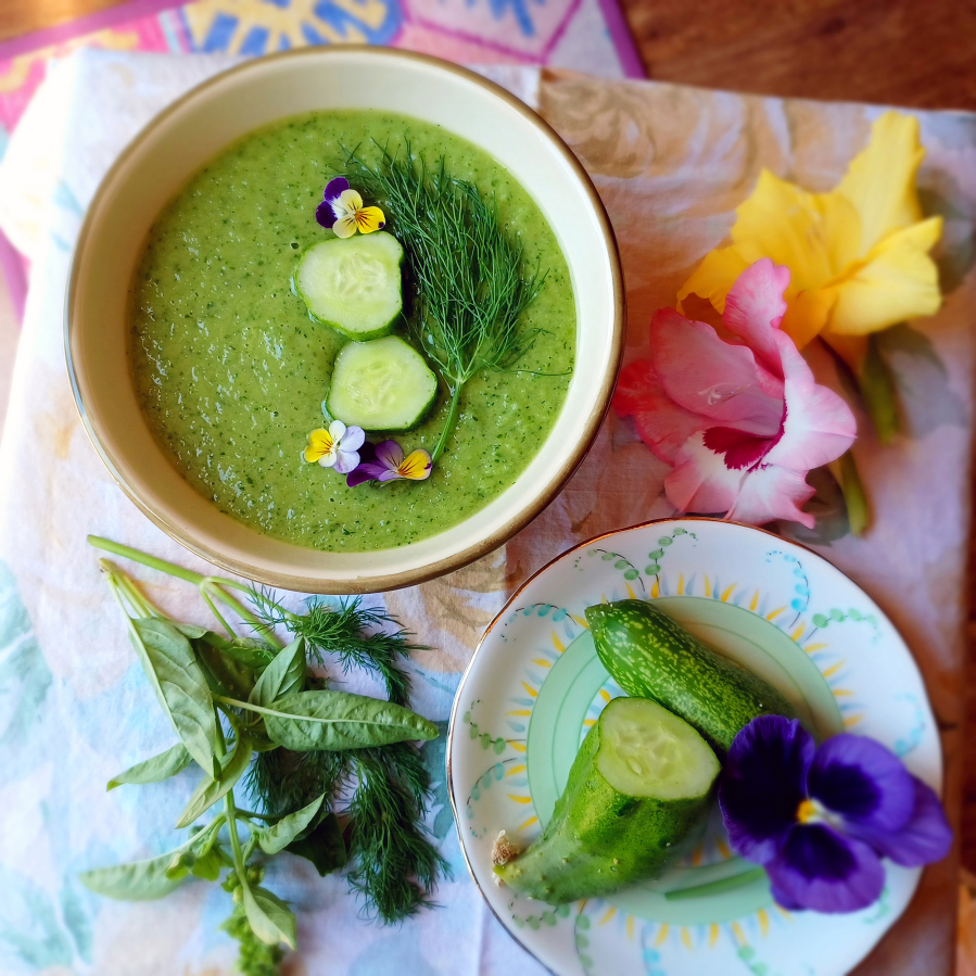 With summer cucumbers and fresh herbs, this cooling cucumber gazpacho hits the spot.