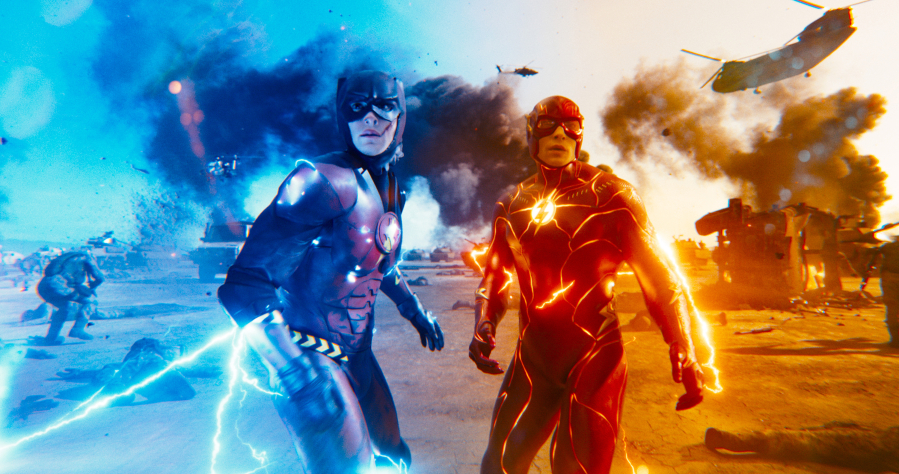 Two versions of The Flash (Ezra Miller) join a battle for Earth in "The Flash." (Warner Bros/Zuma Press/TNS)