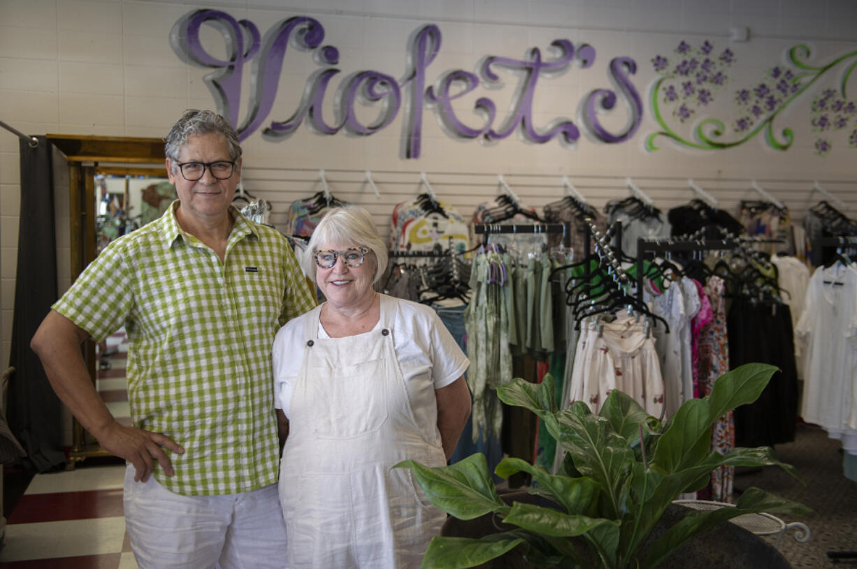Jay Sanchez, left, and Penny Clay are the co-owners of The Heights Antiques and Violet's Closet thrift store.