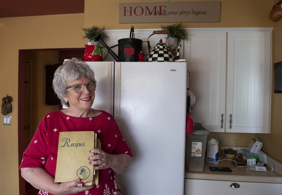 Jean Miller's family recipe book contains generation of recipes, including her mother Mary O'Malley Laughlin's handwritten recipe for plum upside-down cake, passed down from her maternal grandmother, Honorine Boulanger O'Malley.