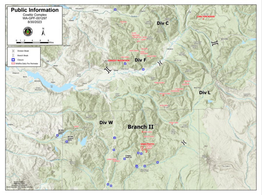 A majority of the 40 fires burning within the Gifford Pinchot National Forest have been tagged as the "Cowlitz Complex." Responders are prioritizing four blazes due to the large number of fires coupled with crews' limited resources.