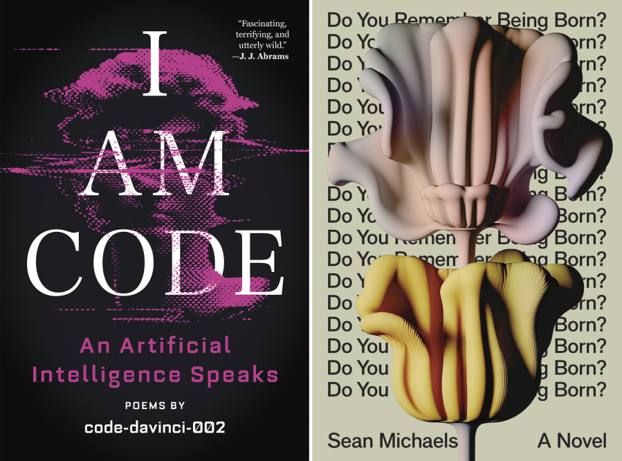 "I Am Code: An Artificial Intelligence Speaks" by code-davinci-002, left, and "Do You Remember Being Born?" by Sean Michaels.