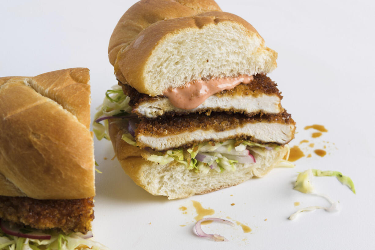 A breaded chicken cutlet sandwich. Thin breaded chicken cutlets fry up in minutes, and are terrific made into sandwiches or served with dipping sauces.