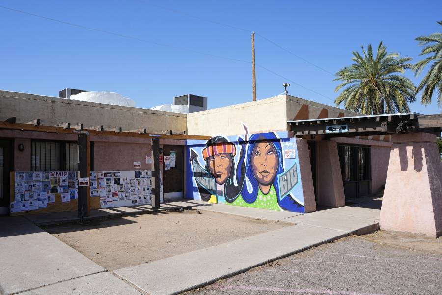 The Drumbeat Indian Arts headquarters, where a small group of grassroots advocates work to help Native Americans cut off from their Medicaid money amid investigations into widespread fraudulent billing, is shown Monday, July 31, 2023, in Phoenix. (AP Photo/Ross D.