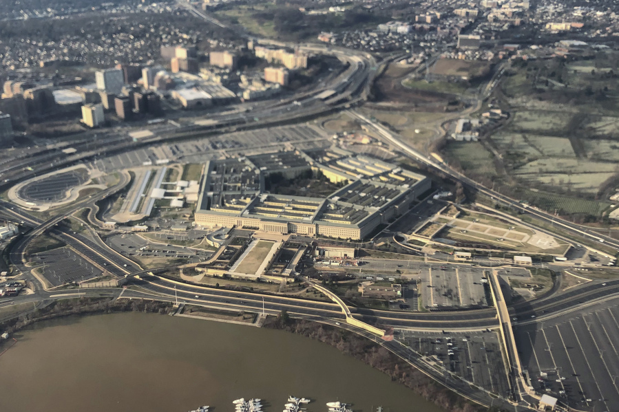 FILE - The Pentagon is seen in this aerial view in Washington, Jan. 26, 2020. The U.S. military academies must improve their leadership, stop toxic practices such as hazing and shift behavior training into the classrooms, according to a Pentagon study aimed at addressing an alarming spike in sexual assaults and misconduct.