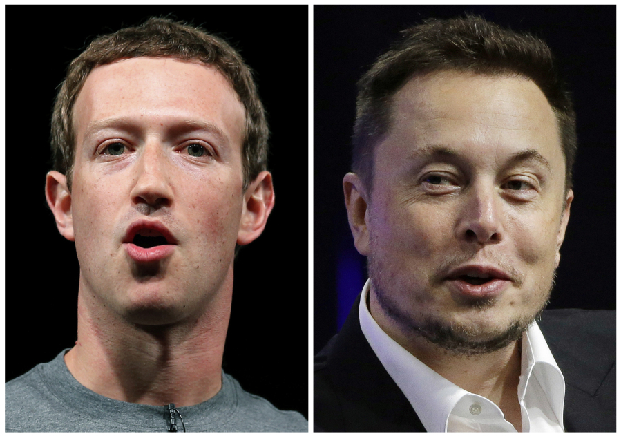 FILE - This combo of file images shows Facebook CEO Mark Zuckerberg, left, and Tesla and SpaceX CEO Elon Musk.  Elon Musk says his potential in-person fight with Mark Zuckerberg would be streamed on his social media site X, formerly known as Twitter. "Zuck v Musk fight will be live-streamed on X," Musk wrote in a post Sunday Aug. 6, 2023, on the platform.