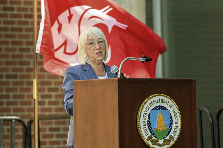 Sen. Patty Murray, D-Wash., speaks Aug. 1 before taking part in the ceremonial groundbreaking for a new USDA research facility at Washington State University in Pullman.