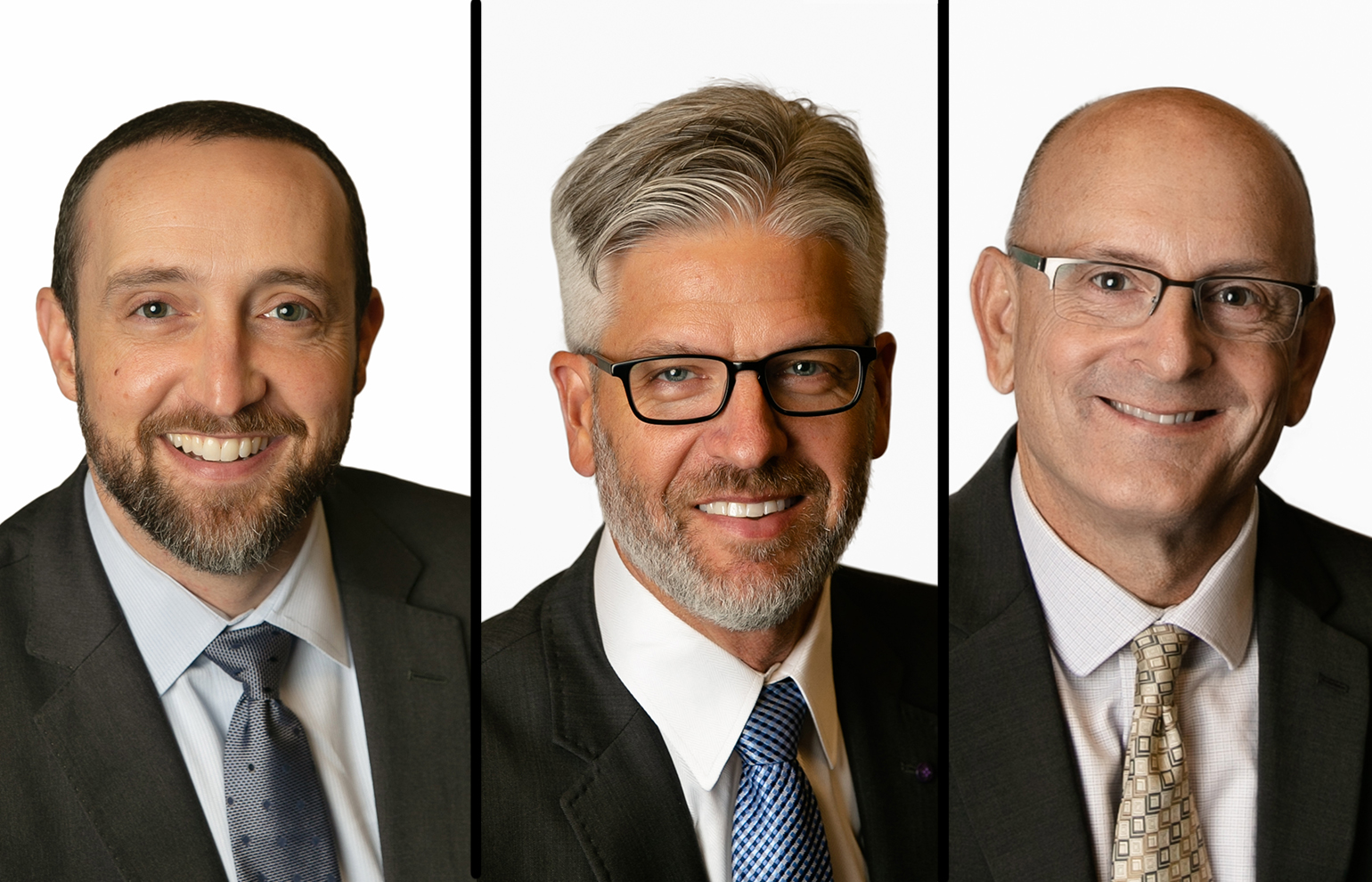 Daniel Cox, from left, was named acting president and CEO of Riverview Bank, Robert Benke was promoted to executive vice president and chief credit officer, and Michael Sventek has been hired to serve as Riverview’s executive vice president and chief lending officer.