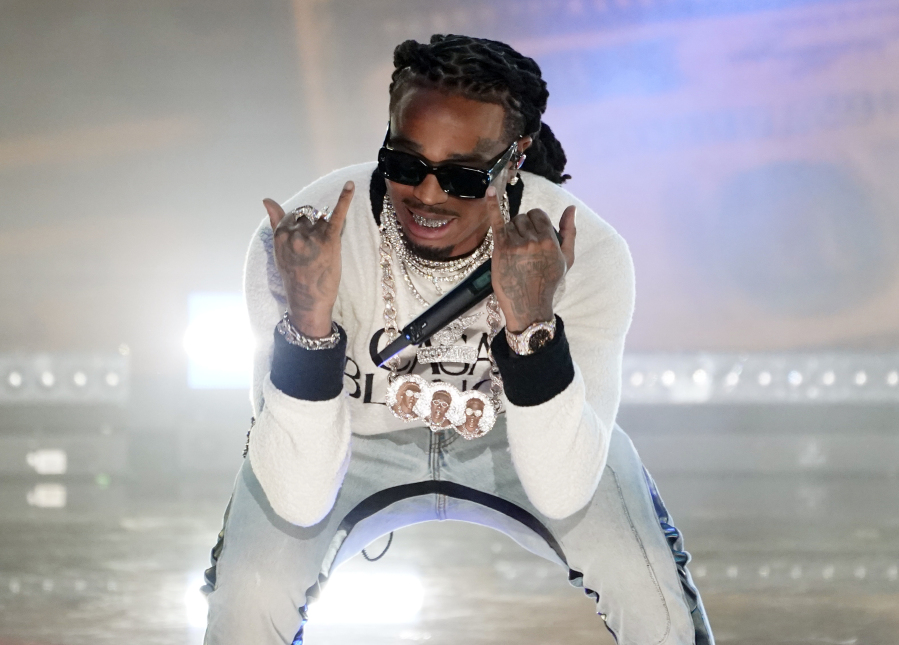 Quavo of the band Migos performs during the 2021 Global Citizen Live event in Los Angeles on Sept. 25, 2021. Quavo will release "Rocket Power," his first album since fellow Migos member Takeoff was shot and killed outside a bowling alley in November 2022.