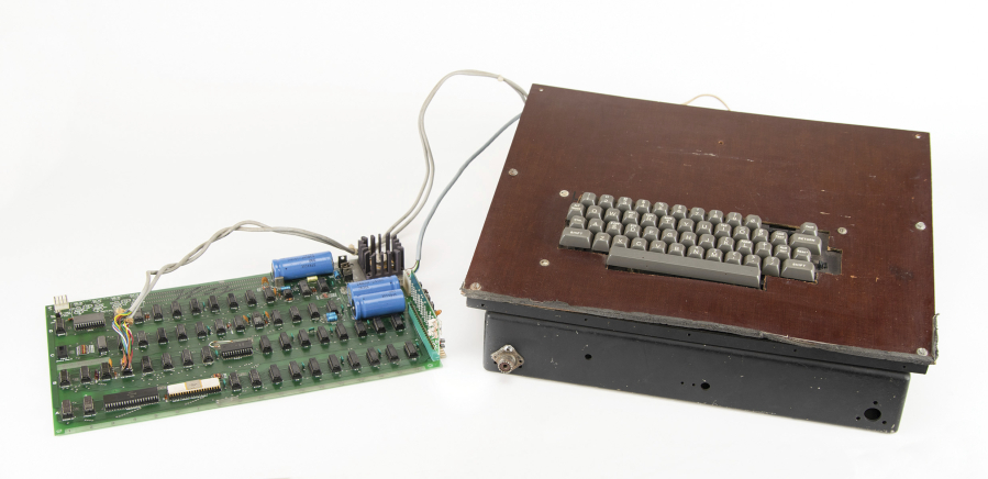 FILE - This photo provided by RR Auction shows a vintage Apple computer built in the 1970s and signed by company co-founder Steve Wozniak. The computer sold at auction for more than $223,000. The Apple-1 has been restored to a fully operational state and came with a custom-built case with a built-in keyboard, according to RR Auction, which held the auction that closed on Thursday, Aug. 24, 2023.