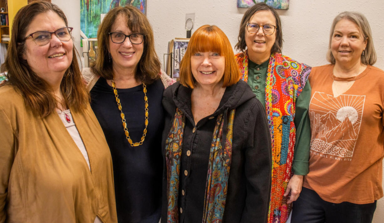 Clark County artists Angela Swanson, from left, Deborah Nagano, Elizabeth Nye, Regina Westmoreland and Tamara Dinius, and Ellen Nordgren (not pictured) joined together earlier this year to form the Adret Artist Collective.