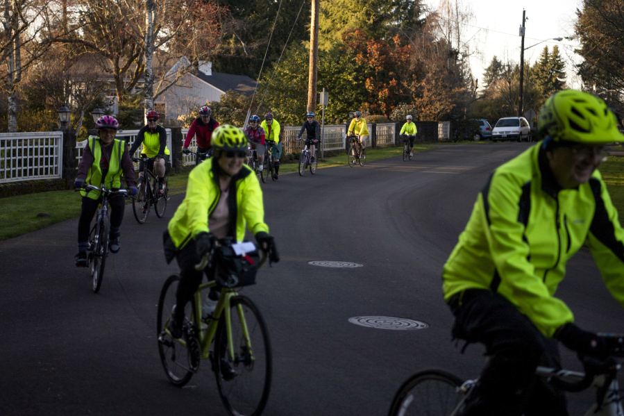 The Vancouver Bicycle Club hosts a road cycling class, bringing the group through the Evergreen Highlands neighborhood in Vancouver in 2020. Vancouver was ranked one of the safest Washington cities for cyclists.