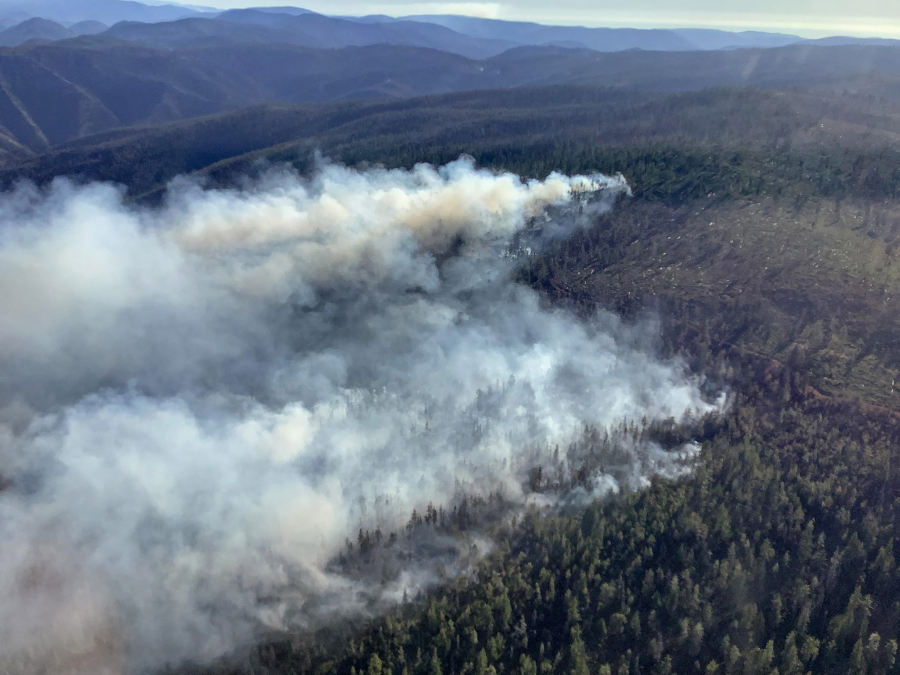 Wildfire in the Gasquet Ranger District in Del Norte County, California, after a lightning strike in August 2023.