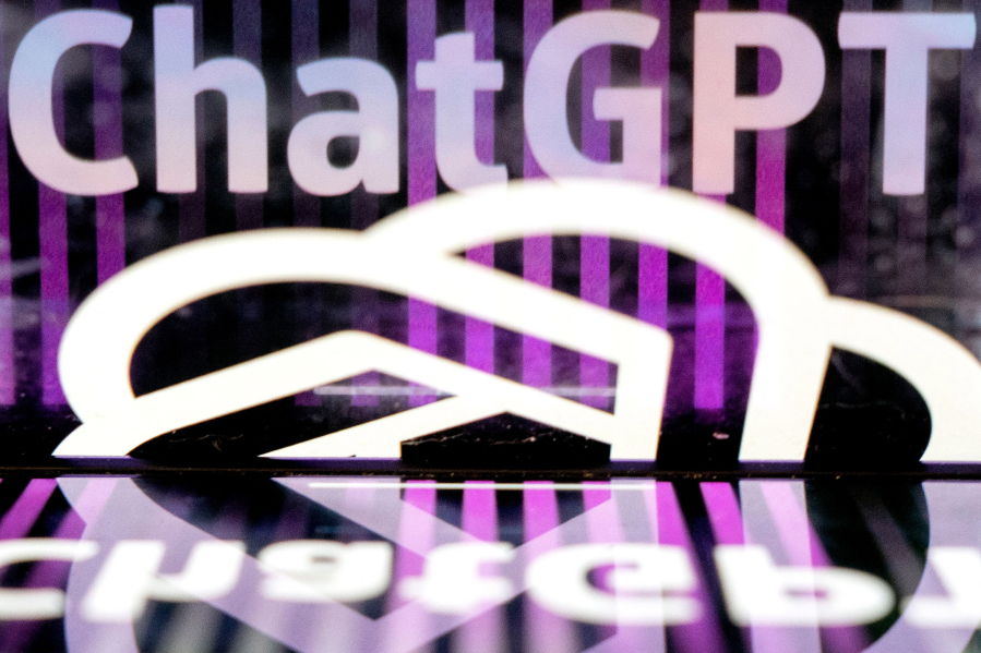 This photo illustration shows the ChatGPT logo at an office in Washington, D.C. on March 15, 2023.
