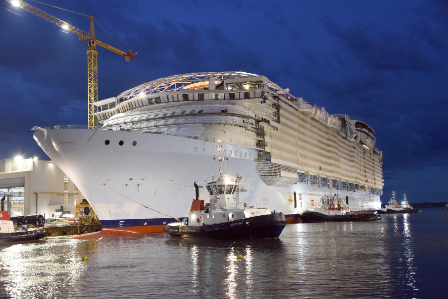 Royal Caribbean International's new Utopia of the Seas. The game-changing Oasis Class ship floated for the first time Sept. 22 as it reached its next major construction milestone at the Chantiers de l'Atlantique shipyard in Saint-Nazaire, France.