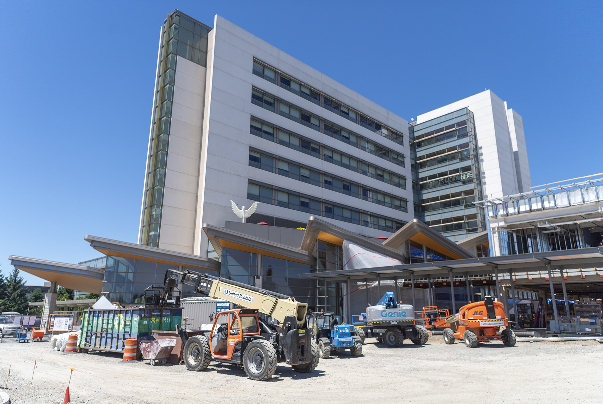 PeaceHealth Southwest Medical Center, under construction in June, is among the businesses and agencies getting money from the state for solar and battery projects and planning.