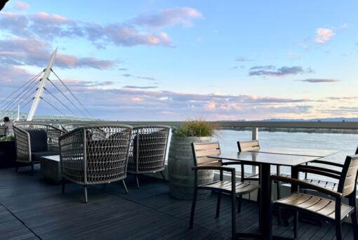 The outdoor patio at Willamette Valley Vineyards Tasting Room & Restaurant overlooks the Columbia River. (Photos by Rachel Pinsky)