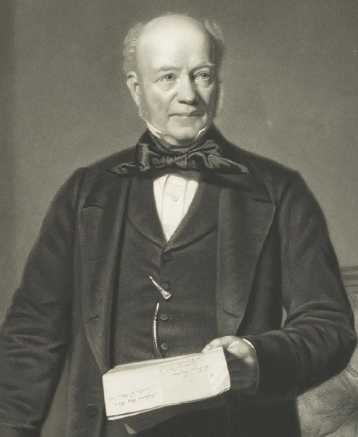 This portrait of George Simpson (circa 1787-1860) shows him as he was best known: as an imperious administrator who focused on efficiency and cost reduction, foreshadowing the modern corporation. He wasn't a man who trapped or hunted, but he successfully integrated the British North West Company with the Hudson Bay Company in 1821.