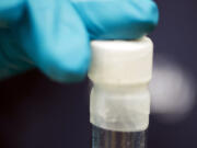 FILE - A vial containing 2mg of fentanyl, which will kill a human if ingested into the body, is displayed at the Drug Enforcement Administration (DEA) Special Testing and Research Laboratory in Sterling, Va., on Aug. 9, 2016. Nearly a dozen children, including a 1 year old, have overdosed on fentanyl since June in Portland, Oregon, its police bureau said Thursday, Sept. 28, 2023, intensifying alarm in a city like so many others that has struggled to address its drug crisis.
