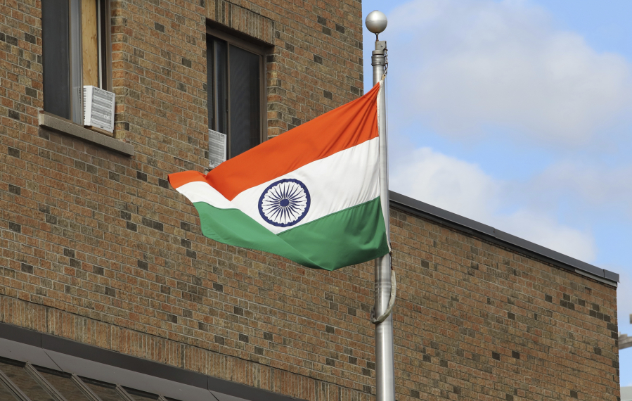 The Indian flag is seen flying at the High Commission of India in Ottawa, Wednesday, Sept. 20, 2023. Canada is making an explosive allegation that India may have been involved in the killing of a Canadian citizen on Canadian soil. While Canada's allies are voicing measured concern about what happened, no one among Canada's key allies - not the U.S., Britain, Australia or New Zealand - has echoed the allegations of Prime Minister Justin Trudeau.