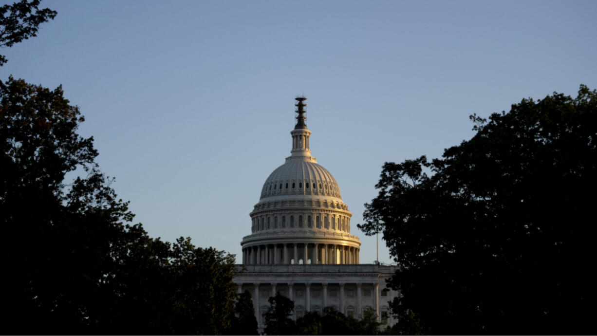 The Dome of the U.S. Capitol Building at sunset seen from Upper Senate Park in Washington, Wednesday, Sept. 27, 2023.
