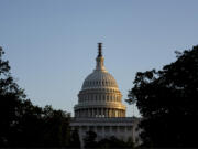 The Dome of the U.S. Capitol Building at sunset seen from Upper Senate Park in Washington, Wednesday, Sept. 27, 2023.