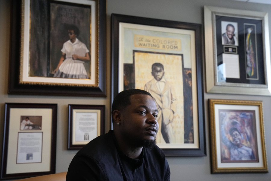 Randal Quran Reid speaks at his attorney's office, Wednesday, Sept. 20, 2023, in Atlanta. Reid says the use of facial recognition technology by a sheriff's detective in Louisiana led to his arrest for crimes he did not commit.
