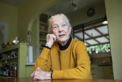 Karin Engstrom, 82, poses for photos at home, Wednesday, Sept. 27, 2023, in Seattle. Engstrom recently had student loans forgiven. She's one of 804,000 borrowers who will have a total of $39 billion forgiven under a one-time adjustment granted by the Biden administration.