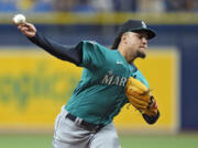 Seattle Mariners starting pitcher Luis Castillo delivers to the Tampa Bay Rays during the first inning of a baseball game Thursday, Sept. 7, 2023, in St. Petersburg, Fla.