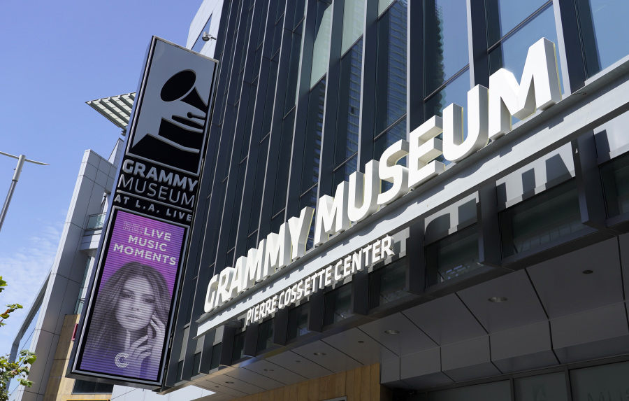 The exterior of the Grammy Museum appears, Friday, Sept. 1, 2023, in Los Angeles. The Grammy Museum announced on Wednesday that it is launching the "Hip-Hop America: The Mixtape Exhibit", celebrating 50 years of the genre and culture's global impact. It will open on October 7th and run until September 4, 2024.