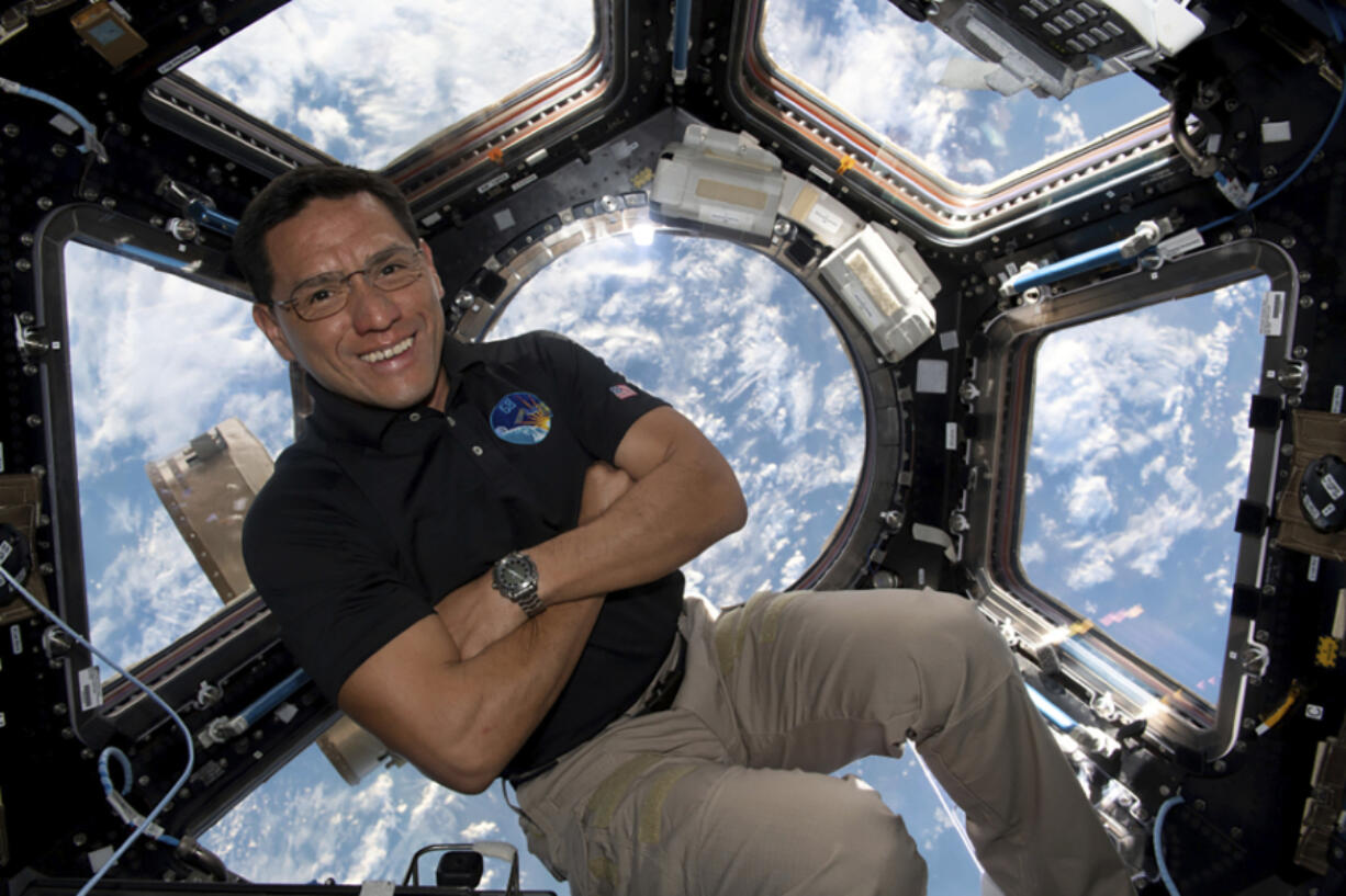 Astronaut Frank Rubio floats inside the cupola, the International Space Station's "window to the world." (NASA)
