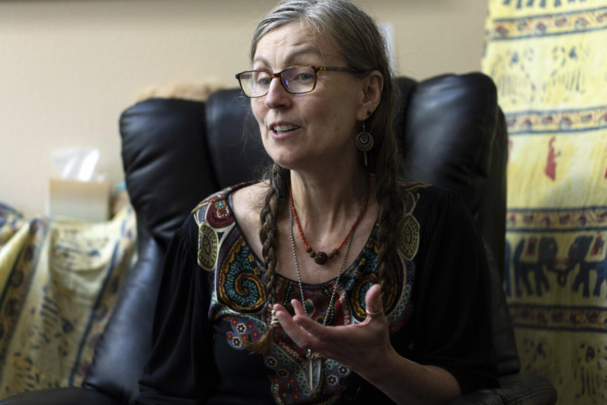 Cathy Jonas, owner of Epic Healing Eugene, speaks during an interview on Friday, Aug. 4, 2023, in Eugene, Ore.