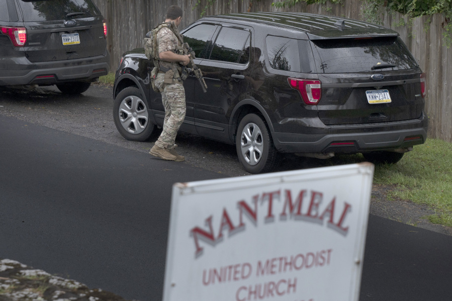 PA State Troopers and other law enforcement officers are on the scene in Nantmeal Village as the search for escaped convict Danelo Cavalcante moved to northern Chester County Sunday, Sept. 10, 2023.