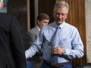 Sen. Tommy Tuberville, R-Ala., arrives for a Senate Armed Services Committee hearing on Navy Adm. Lisa Franchetti's nomination for reappointment to the grade of admiral and to be Chief of Naval Operations, Thursday, Sept. 14, 2023, on Capitol Hill in Washington.