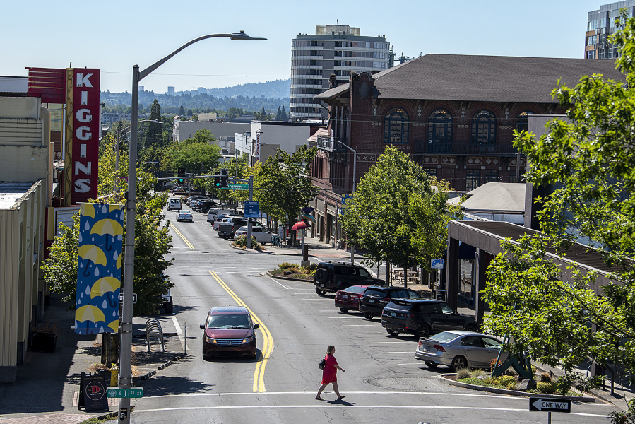 A view of Vancouver's Main Street looking south. Construction on Main Street will be done to beautify the street in the next couple of years. Businesses will be impacted during the construction and after.