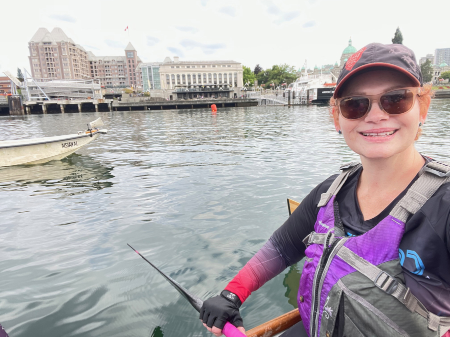 Tamara Greenwell of Vancouver paddles in her first race in Victoria, B.C., only four months after finishing cancer treatment.