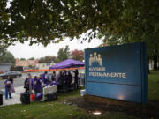 Service Employees International Union member set up in front of the Kaiser Permanente's Cascade Park Medical Office on Mill Plain Boulevard on Wednesday morning. Members said they are fighting for livable wages and increased staffing.