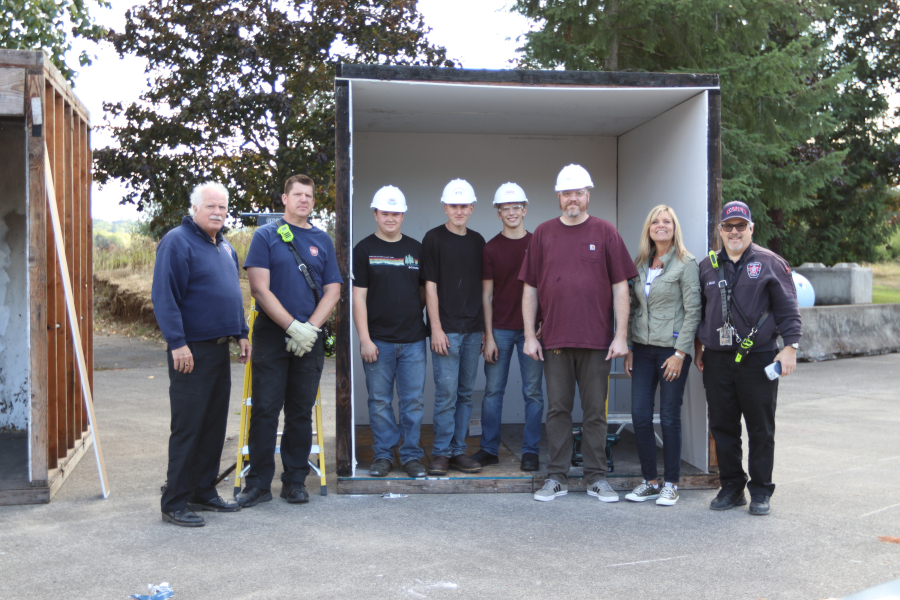 Washougal High School students applied construction skills learned in the classroom to build two prop rooms for a fire safety demonstration by the Camas-Washougal Fire Department.