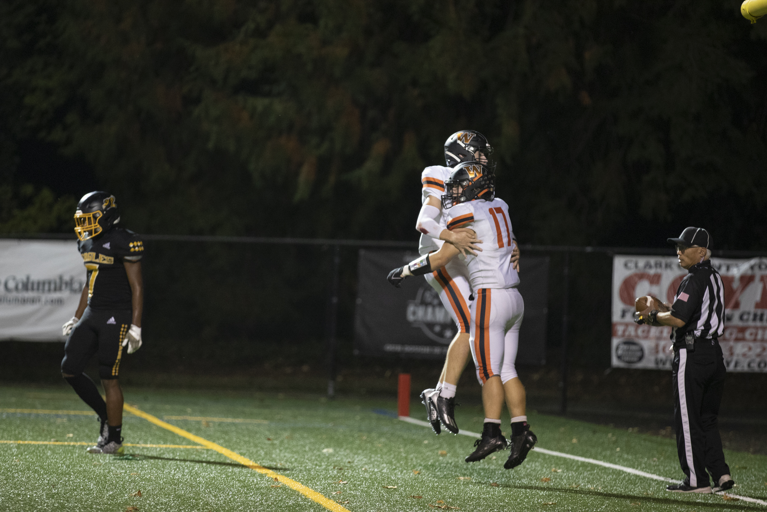 Washougal's Mercy Johnston celebrates a touchdown at Kiggens Bowl on Friday, Oct. 6, 2023.