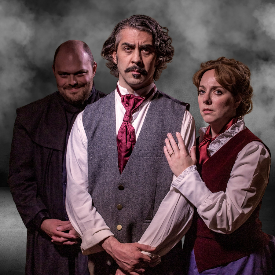 Veteran Portland actor John San Nicolas, center, portrays author Robert Louis Stevenson in "Seeking Mister Hyde," an original play by Woodland playwright David Bareford. Henry Lorch, left, portrays the wicked Hyde, while Julisa Wright portrays Fanny, Stevenson's wife.