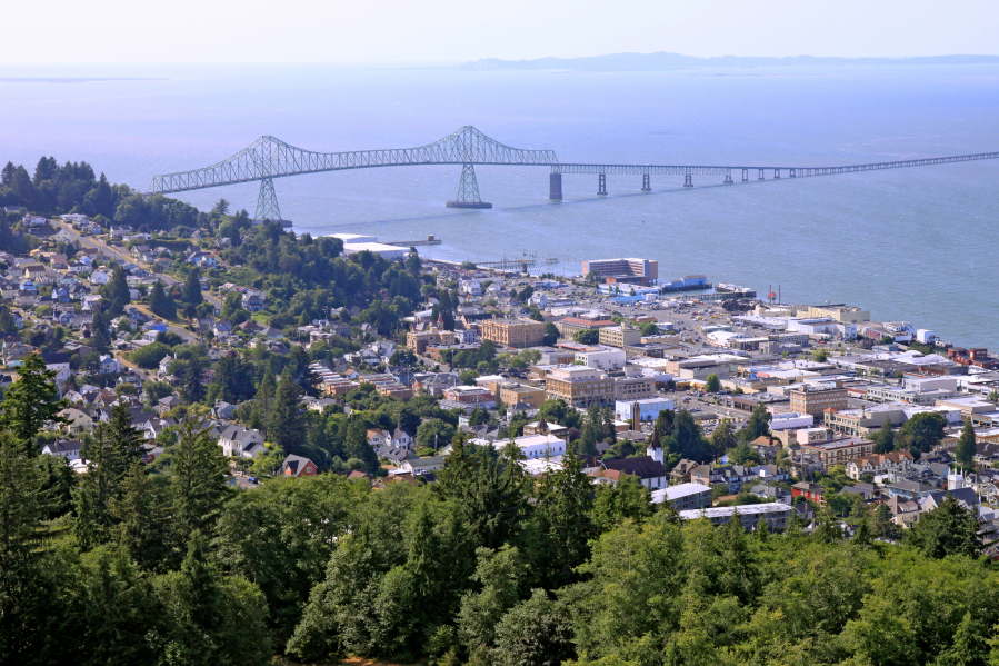 An aerial view of Astoria, Ore.