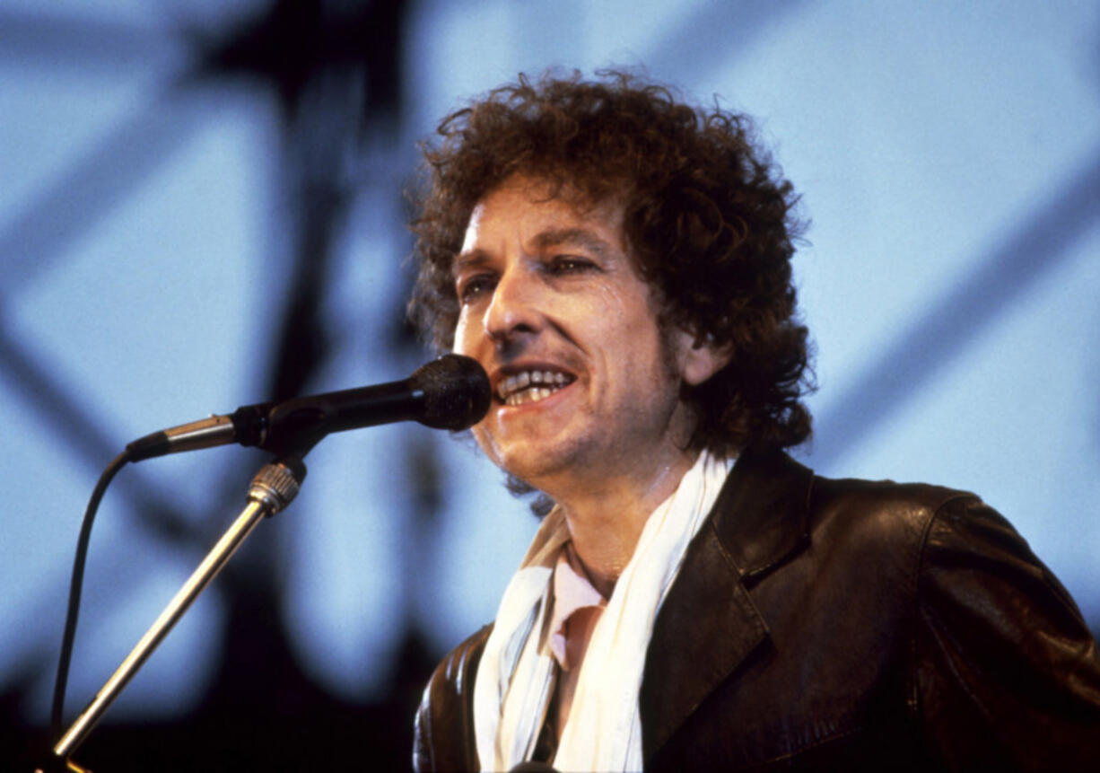 Singer Bob Dylan appears on stage in Gothenburg, in Sweden, June 9, 1984. Released less than a month after the Bob Dylan original, The Byrds covered Dylan's acoustic reverie "Hey Mr. Tambourine," and the song took off, as did the folk-rock movement.