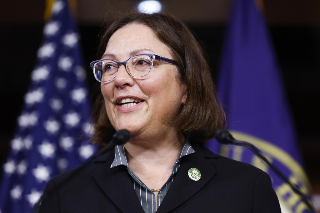 Democratic Congressional Campaign Committee Chair Rep. Suzan DelBene (D-WA) speaks at a news conference after a meeting with the House Democratic Caucus at the U.S. Capitol Building on Sept. 19, 2023, in Washington, DC.