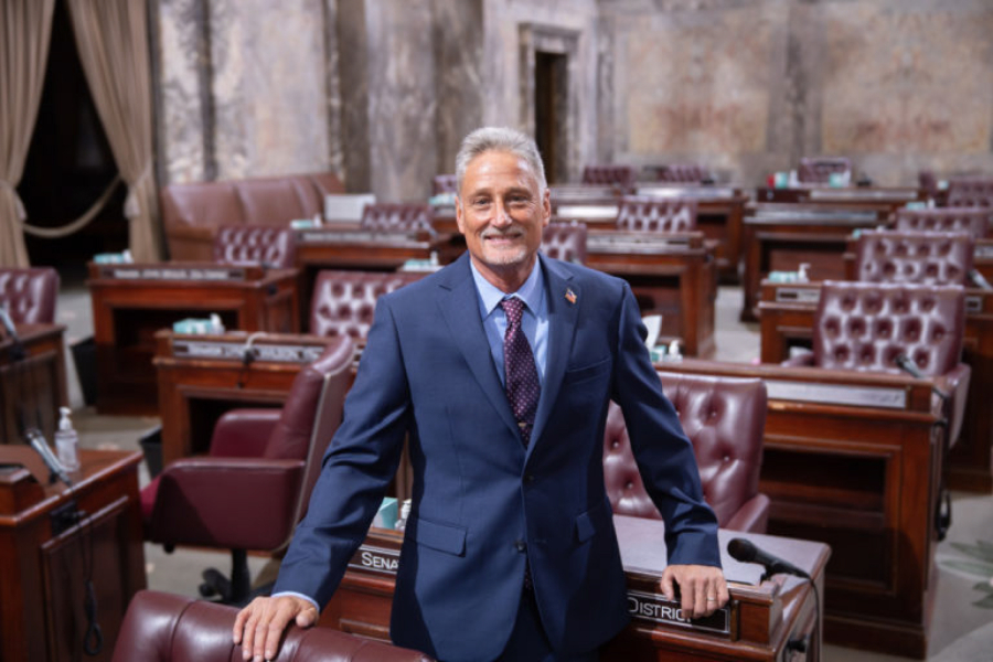 State Sen. Jeff Wilson, R-Longview, pictured on the Senate floor in 2021, represents the 19th Legislative District in southwest Washington.