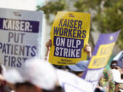 Kaiser Permanent workers picket Thursday, Oct. 5, 2023, in Baldwin Park, Calif.